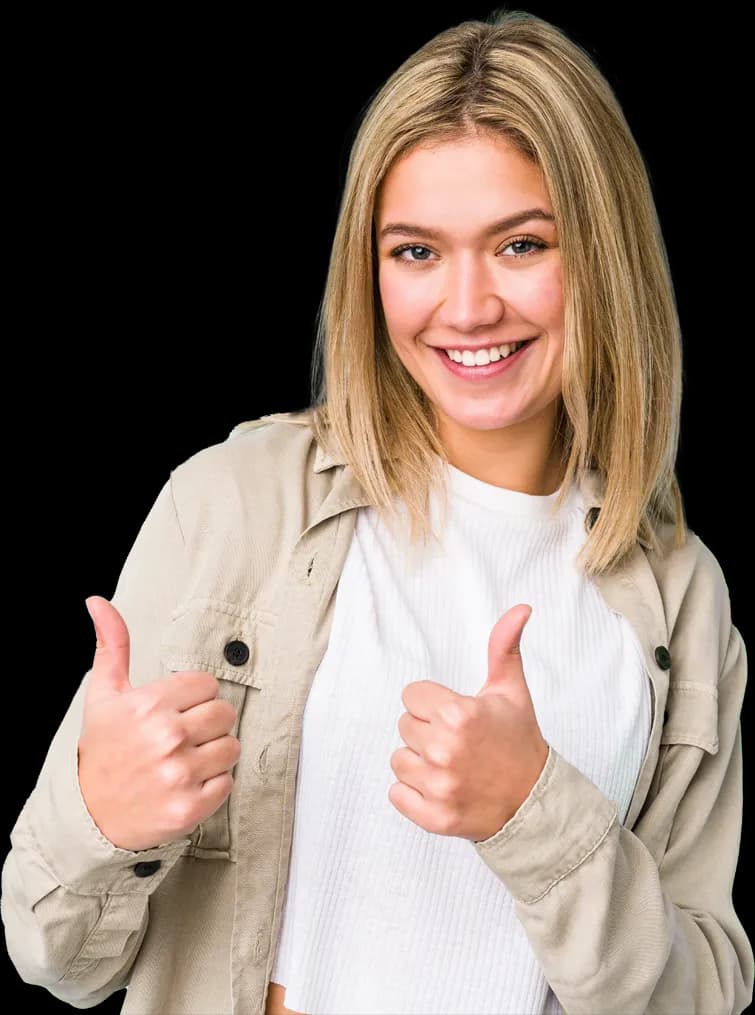 Frau mit Daumen hoch